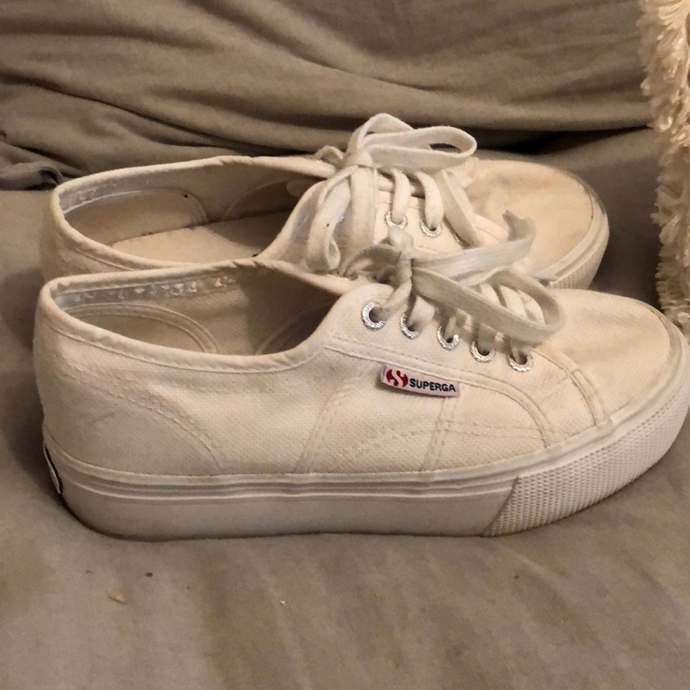 Superga platform white sneakers -size 37. Great used condition